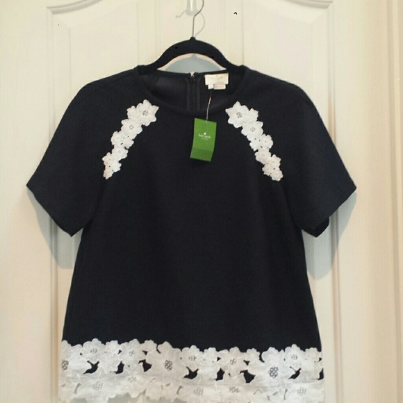 Kate Spade Lace Trim Satin Crepe Top NWT Sz 2 - Picture 4 of 8